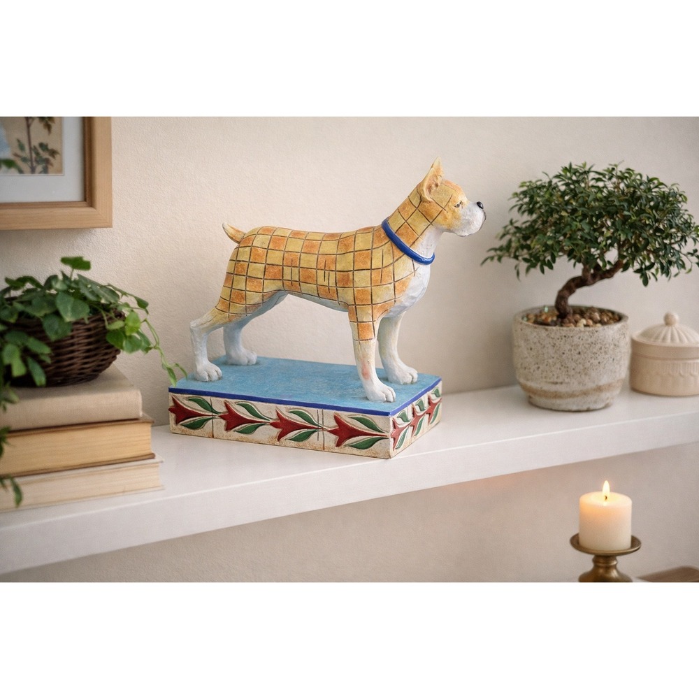 Vtg Jim Shore Heartwood Creek Lady Boxer Dog Figurine‎ Enesco 2006 Folk Art